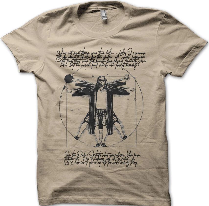 The Dude your opinion man Vitruvian Man The Big Lebowski printed t-shirt 8940 L
