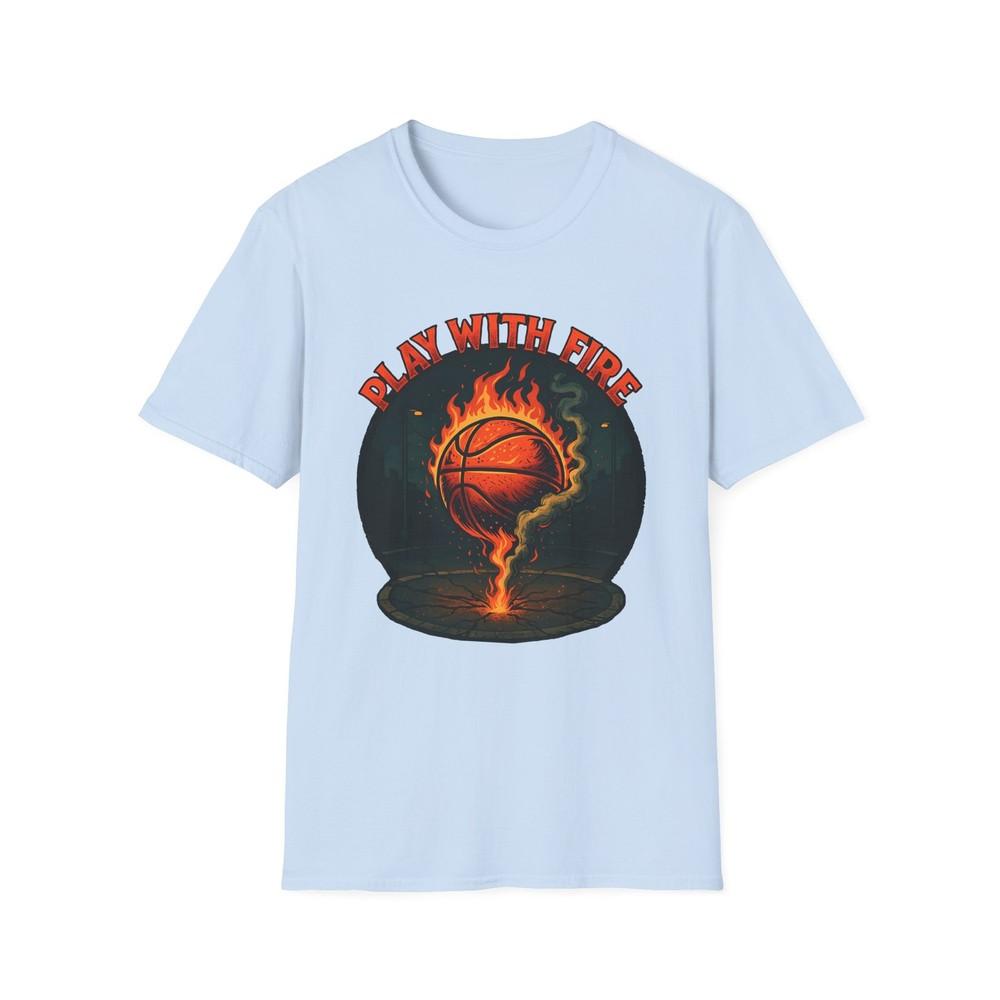 

Unisex Softstyle T-Shirt Flaming Basketball Urban Court Smoke Embers Street 3XL