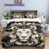Black and White Lion Pattern Bedding Quilt Set  Home Decoration  Gift (1 * duvet cover + 2 * pillowcase  without core)