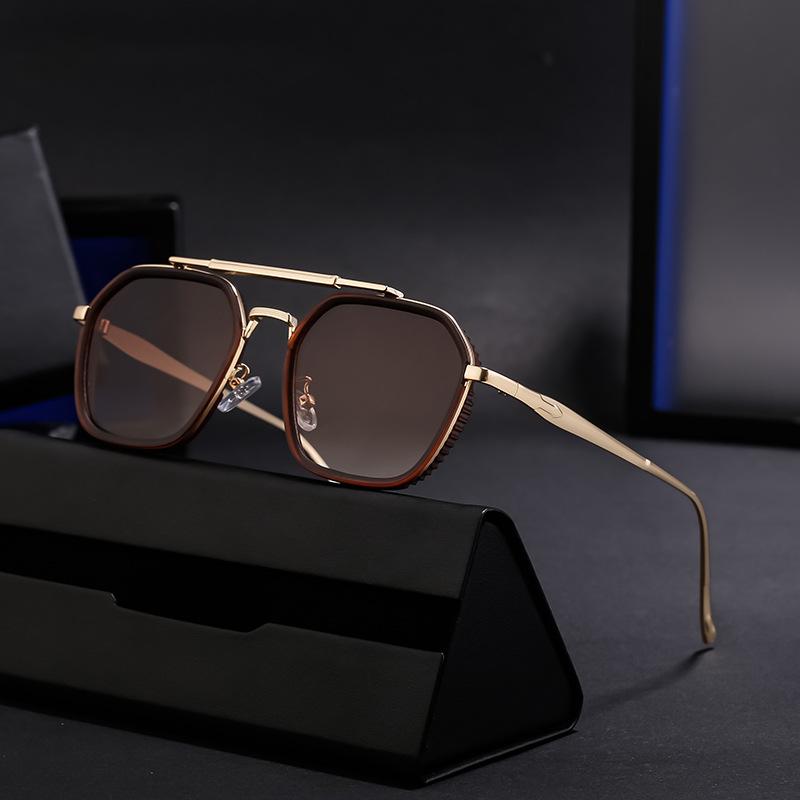 JYL TS Men's Punk Double-Bridge - Metal Square Retro Fashion Sunglasses HJ-98192