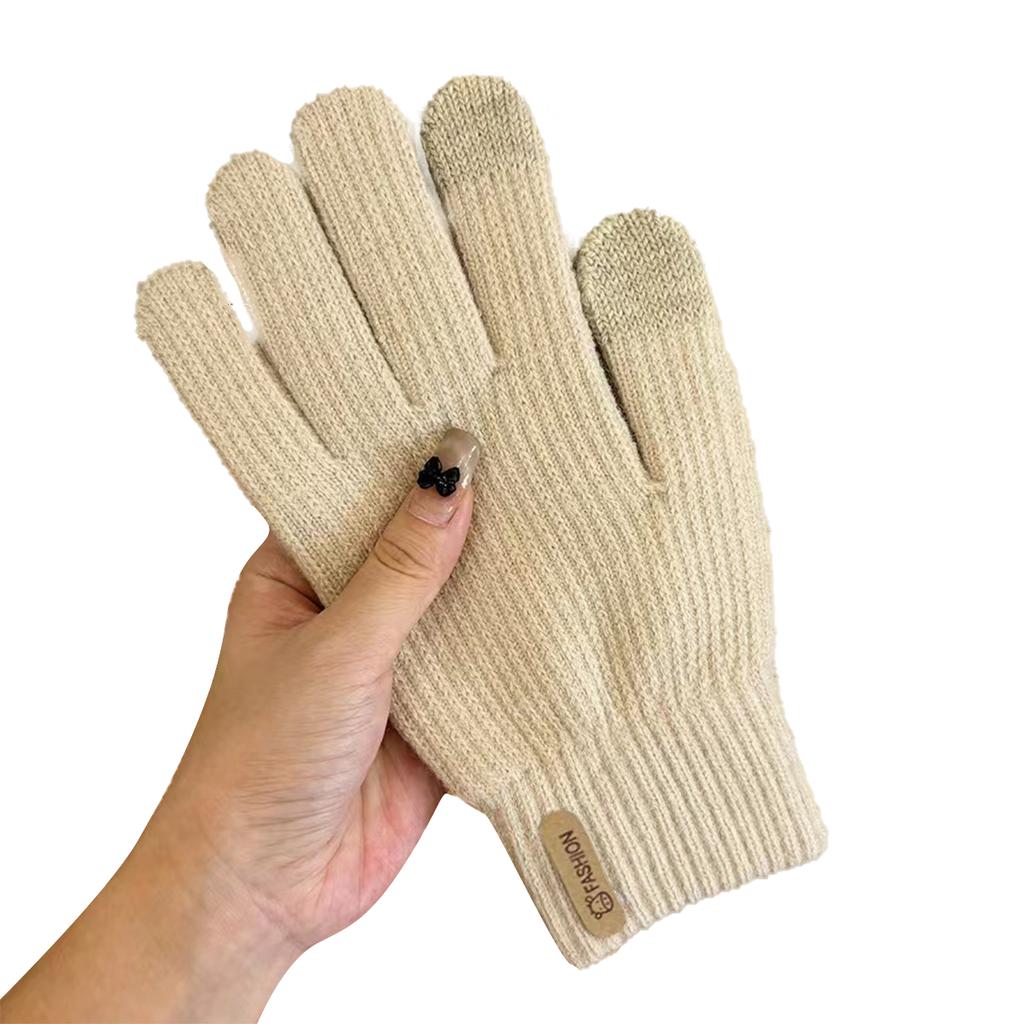 Gloves for Women In Winter, Thickened Cotton for Warmth Knit Gloves Cuff Warm Gloves Autumn Winter Soft Coldproof Touchscreen Gloves