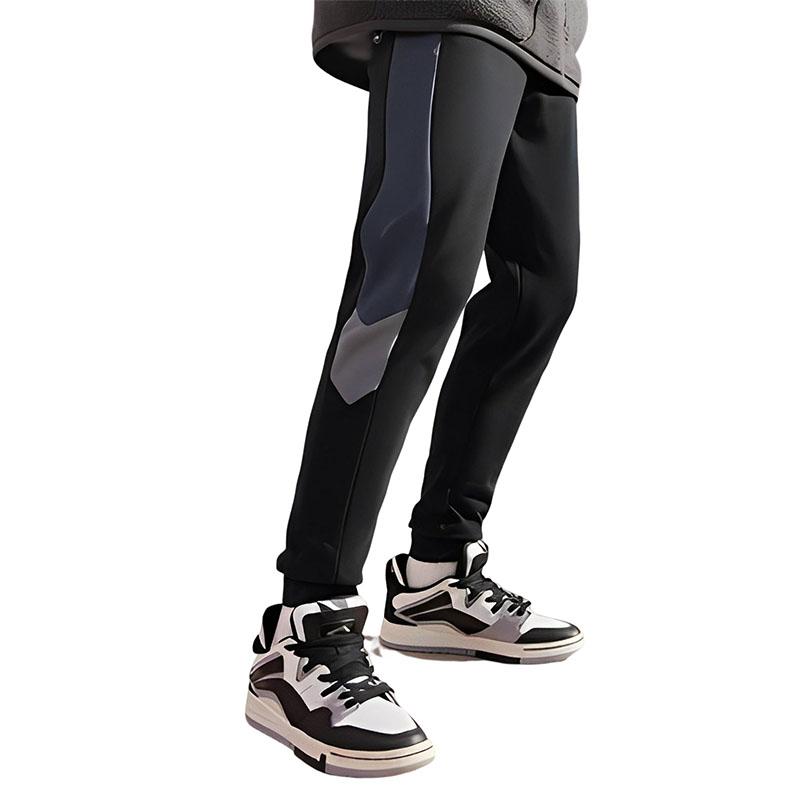 Li Ning Sports Lifestyle Series Fashion Logo Print Pattern Spliced Elastic Waist Tapered Knit Joggers Men Joggers Black AKLT607-2