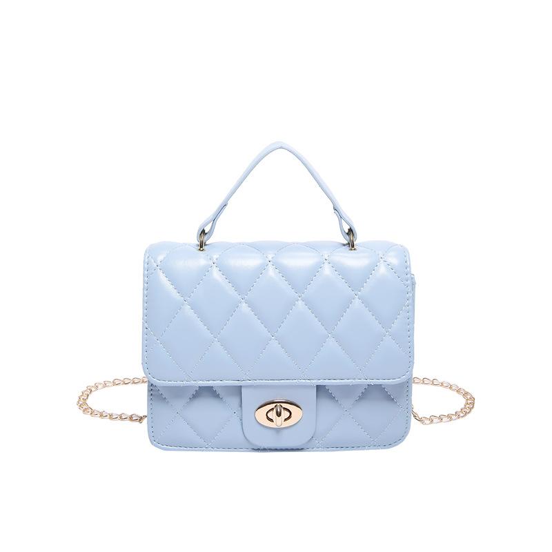 

Portable small square bag women s 2024 summer new trendy fashion diamond chain bag texture versatile ins messenger bag синій