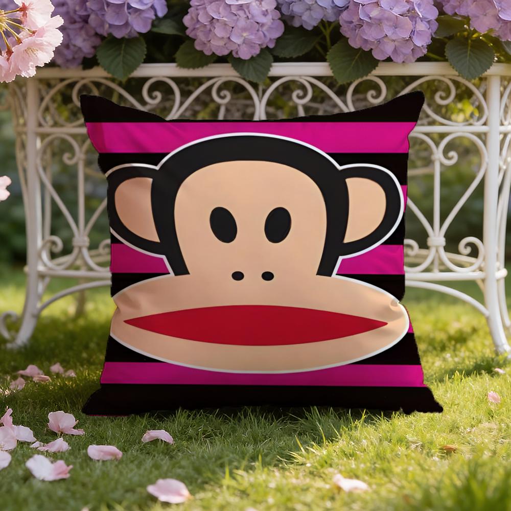 Cartoon P-Paul Frank Monkey Cushion Cover Home & Car Dual-Scene Pillow Cover: Reversible for Premium Comfort
