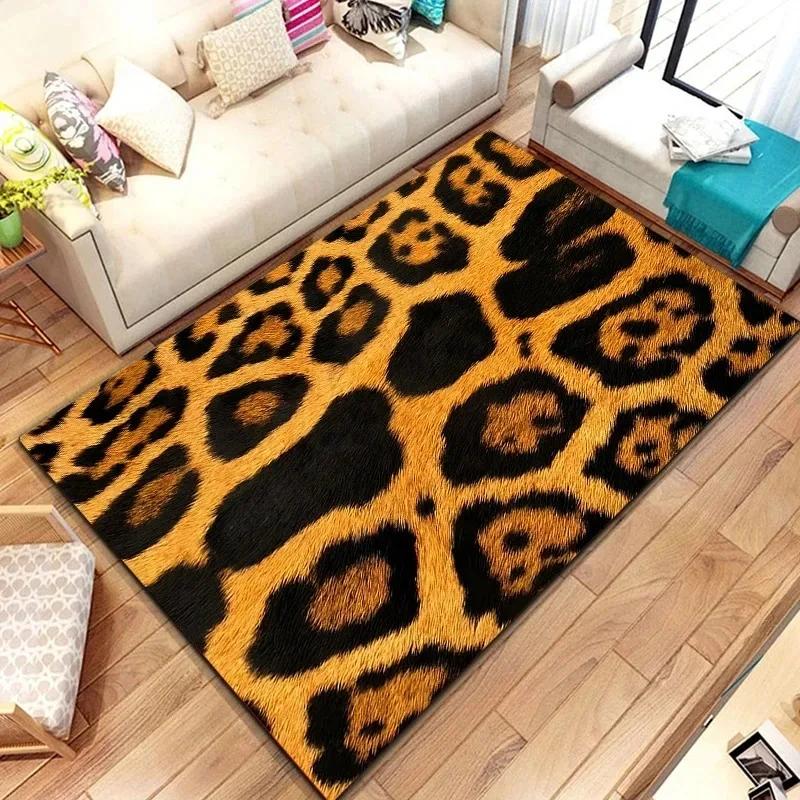 Tapis Imprimé Léopard Porte d'Entrée Sol Paillasson Lavable en Machine Tapis Décor Salon Salle de Bain Tapis Doux Antidérapant