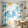 2PCS Ocean Wave Shell Curtains, Coastal Beach Print, Nautical Window Drapes for Living Room Bedroom Bathroom Decor