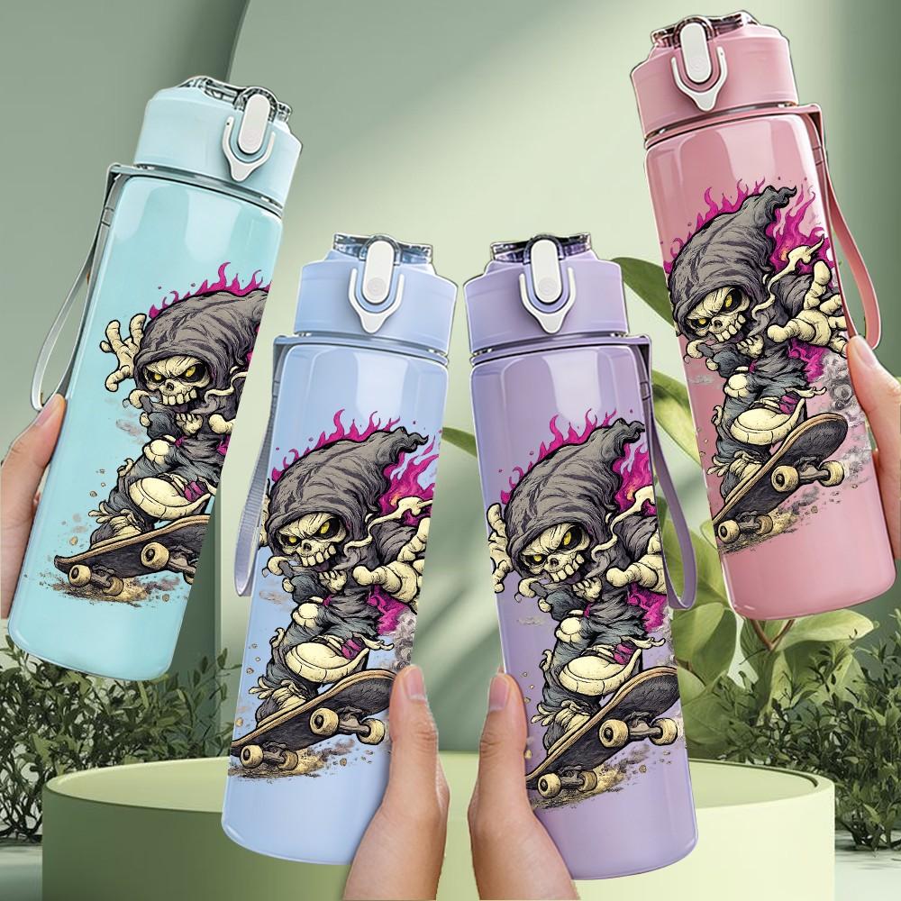 1PC Armored Warrior Knight Fantasy Print 750ml Color Plastic Sports Water Bottle Leakproof Flip Straw Lid Suitable for Sports Office Home Use