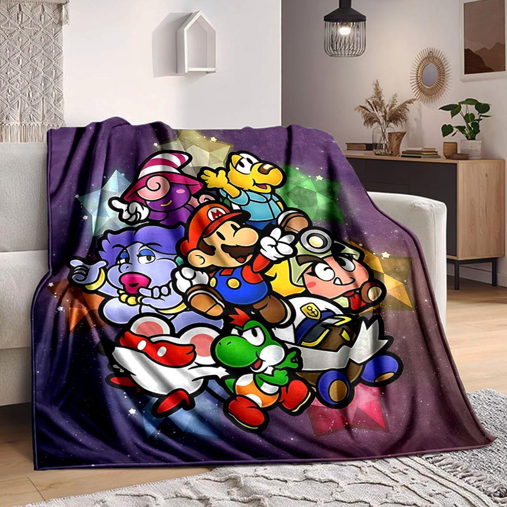 1pc Mario Party Flannel Blanket, Soft Skin Friendly with Digital Printing, Various Sizes Available for Family, Friends, Birthday