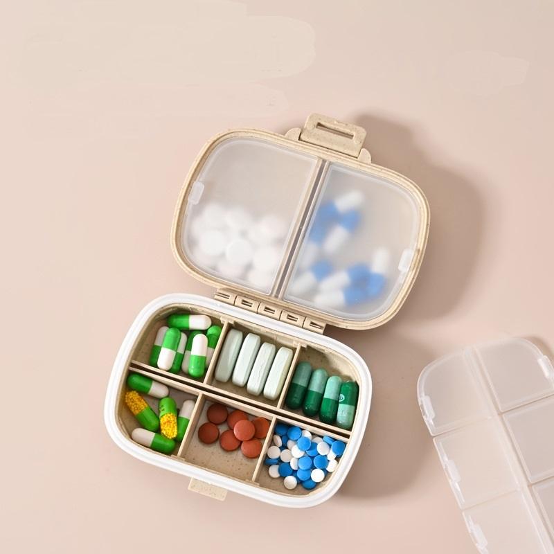 Portable Vitamin Pill Box Cases Organizer Tablet for 7 Days 8 Grids Travel with Large Compartments for Medicine Fish Oils
