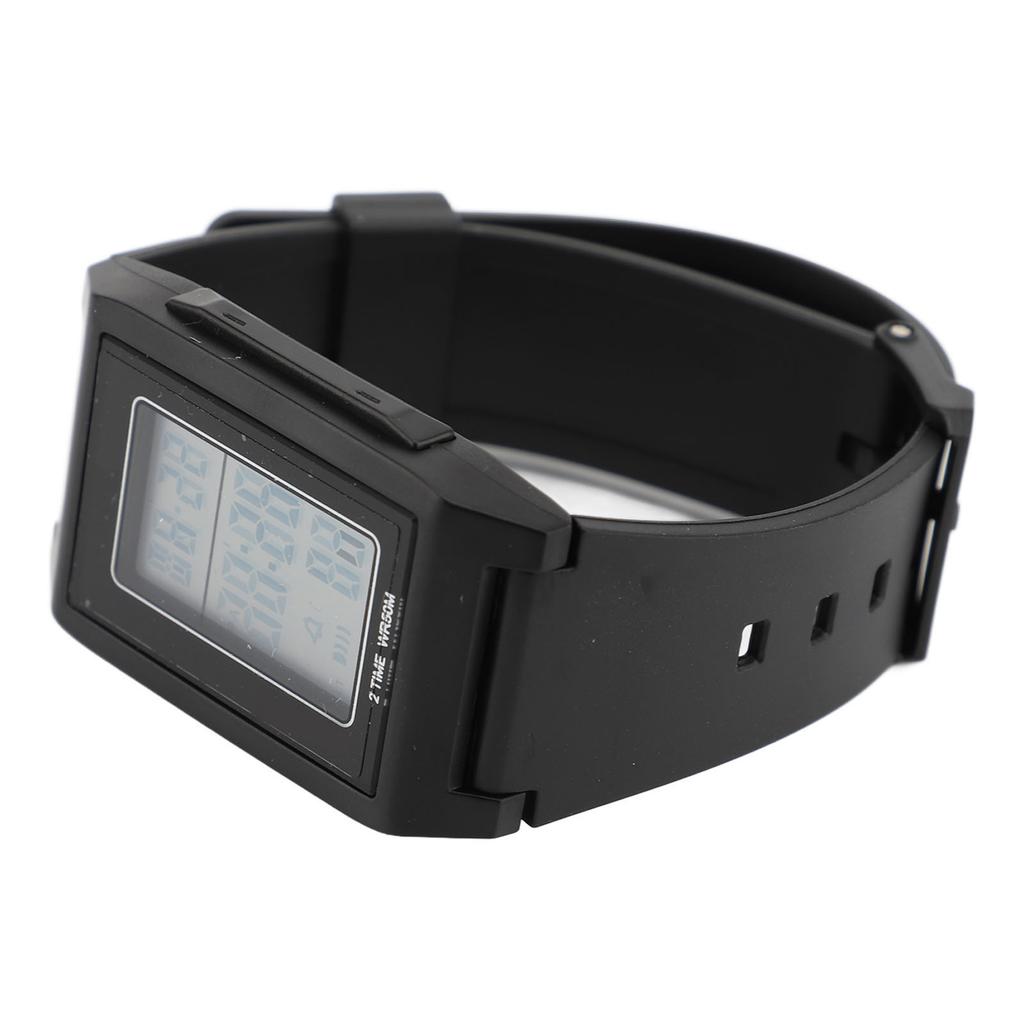 Pánské obdélníkové sportovní hodinky EL Luminiscenční 12/24H Stopky TPU Řemínek Multifunkční Obdélníkové Hodinky