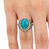 European and American Punk New Retro Men's Electroplating Two-color Inlaid Turquoise Ring Punk Style Personality Banquet Ring