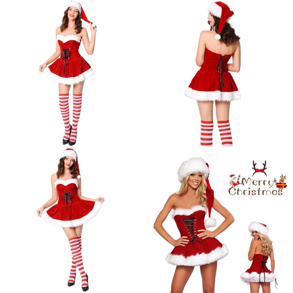 Fabulous Xmas Santa Claus Dress With Fur Trim For Women