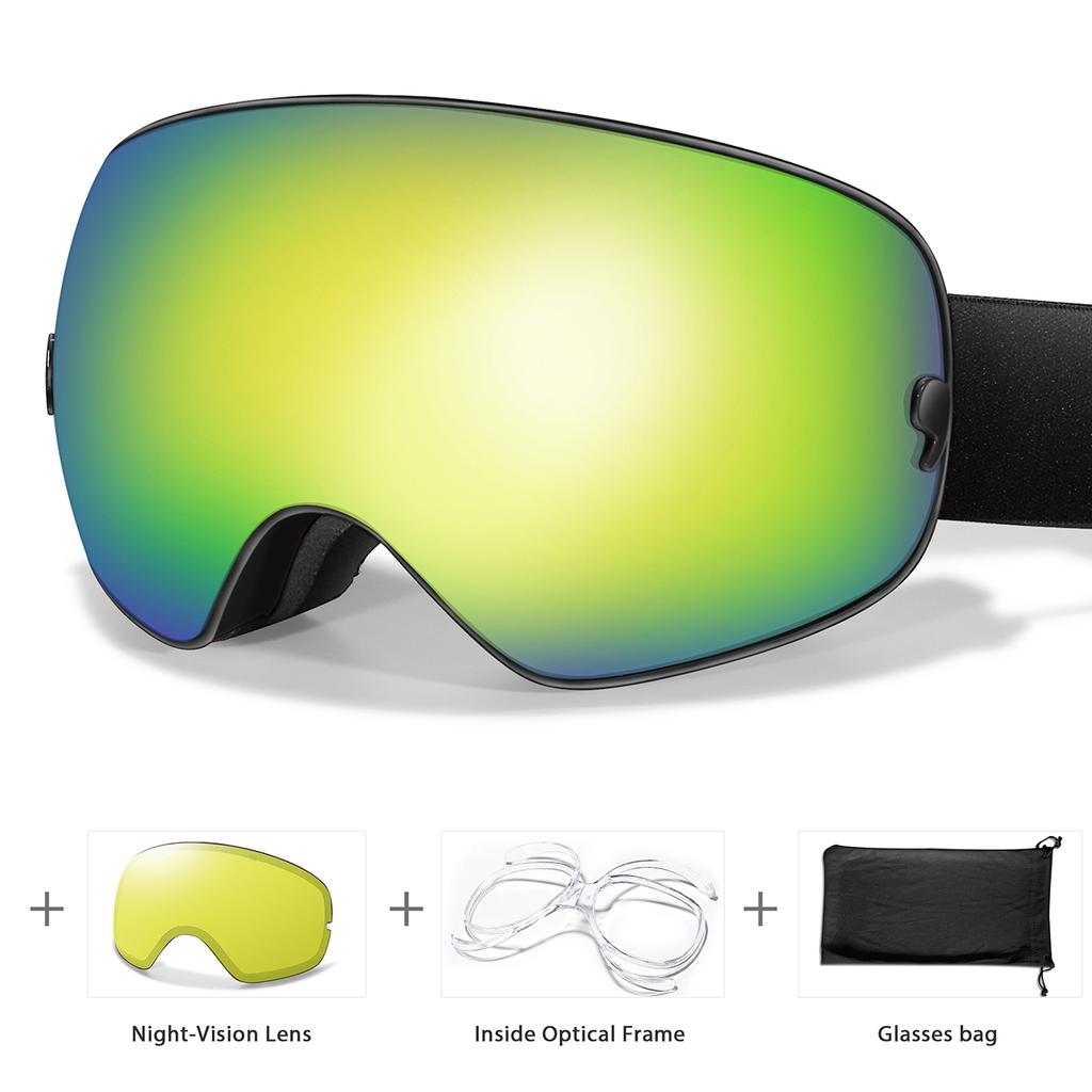 SKI Goggles Anti-Fog Snowboard UV400 Outdoor Sports Snowmobile Ski Mask Men Women Glasses with Replacement Lens Free Gifts