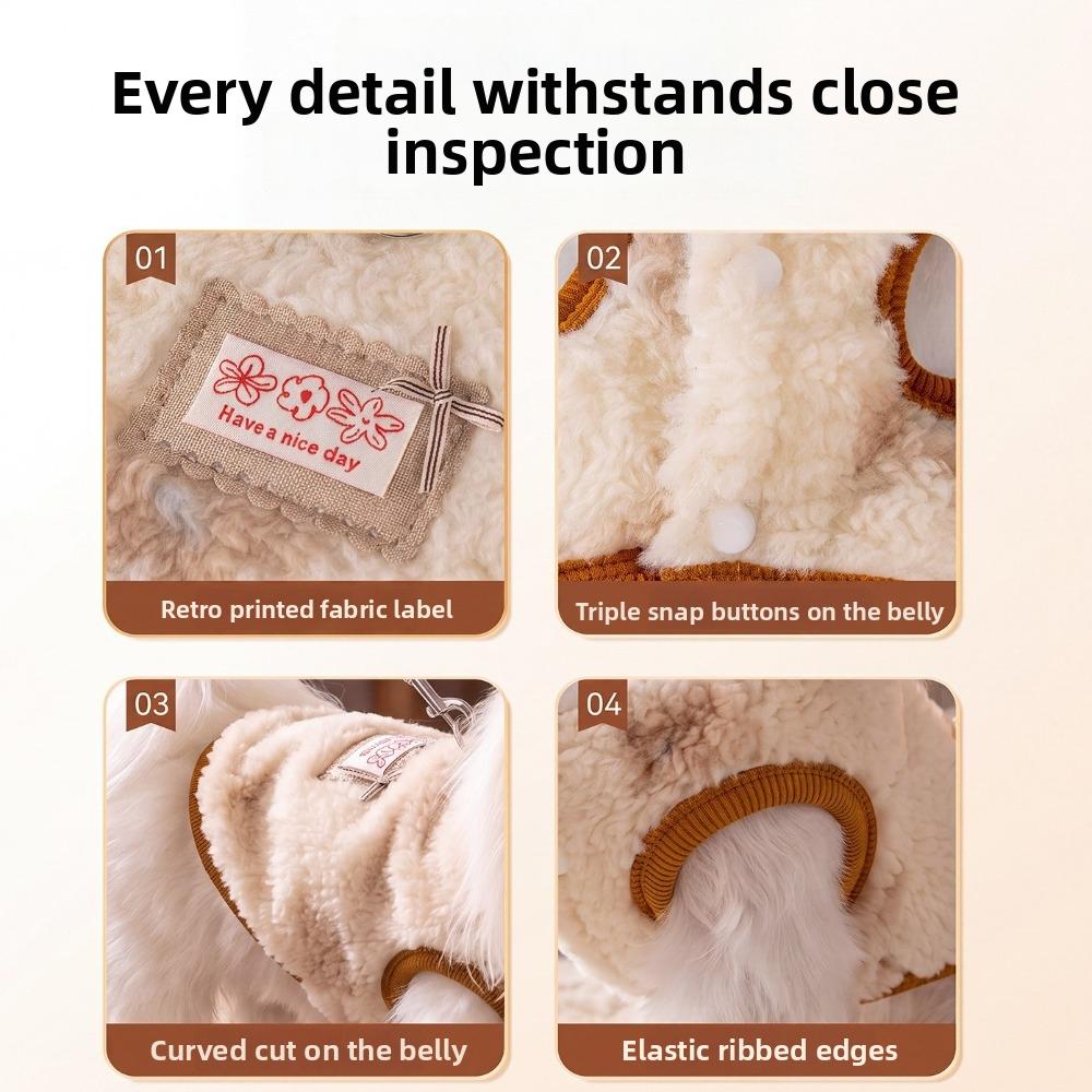 Fashion Warm Thicken Dog Coat Soft Plush Cozy Pet Fleece Coat Thick Fleece with D-ring Two-legged Pet Vest Outdoor Activity