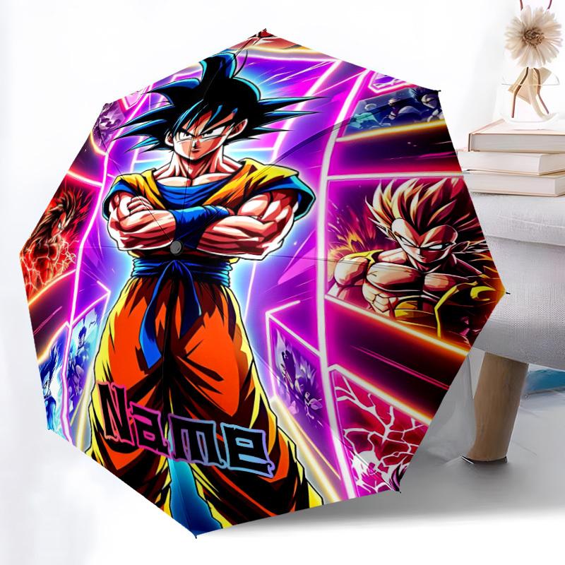 1pc Saiyan Super Saiyan Custom Name Automatic Folding Umbrella, Durable Plastic & Iron, Lightweight for Outdoor Daily Use S1230028
