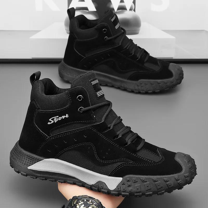 Men's Anti-slip Work Boots 2025 New Outdoor Platform Boots Men Trendy All-match Hiking Boots Spring Comfortable Sneakers for Men