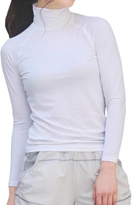 Glamour YOGA por glamore Sports Alto Longo UV Umidade Rápido Tamanho FT0270 Roupa Íntima, Pescoço, Manga, Proteção, Absorção, Secagem, Elástico, Feminino, L,
