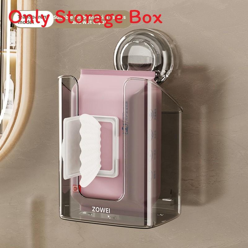 Sucker Wall Mount Tissue Box With Open Design For Kitchen Living Room Storage
