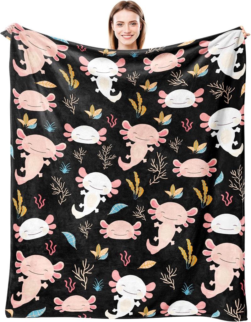 Axolotl Blanket Ultra Soft Flannel Throw Blanket Gifts for Axolotl Lovers Blankets for Girls Boys Kids Women Adults Stuff