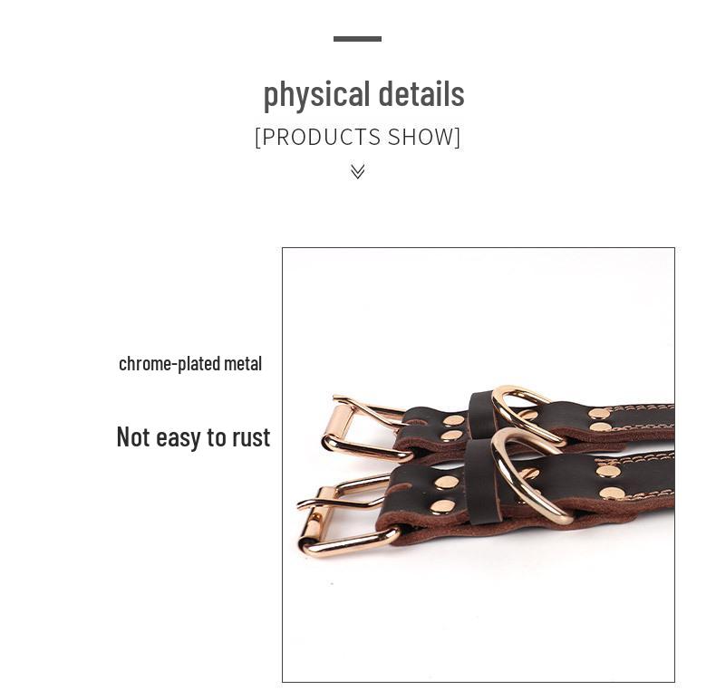 Cowhide Adjustable Dog Collar and Leash for Medium & Large Dogs