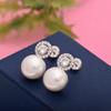 Pearl Gemstone Halo Accents Dangle Women Wedding Earrings - 925 Sterling Silver