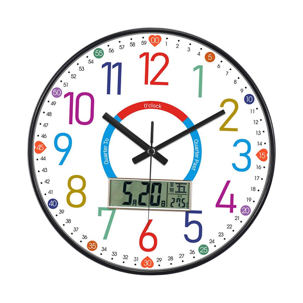 Learning Clock for Kids 12 Inch for Boys and Girls Room School Kids Room