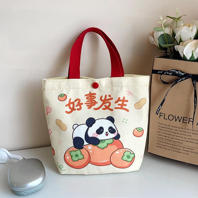Cartoon Canvas Tote Bag for Kids, Birthday Party Favors Gift Pouch, Wedding Candy Bag, Festival Giveaway Handbag CLE
