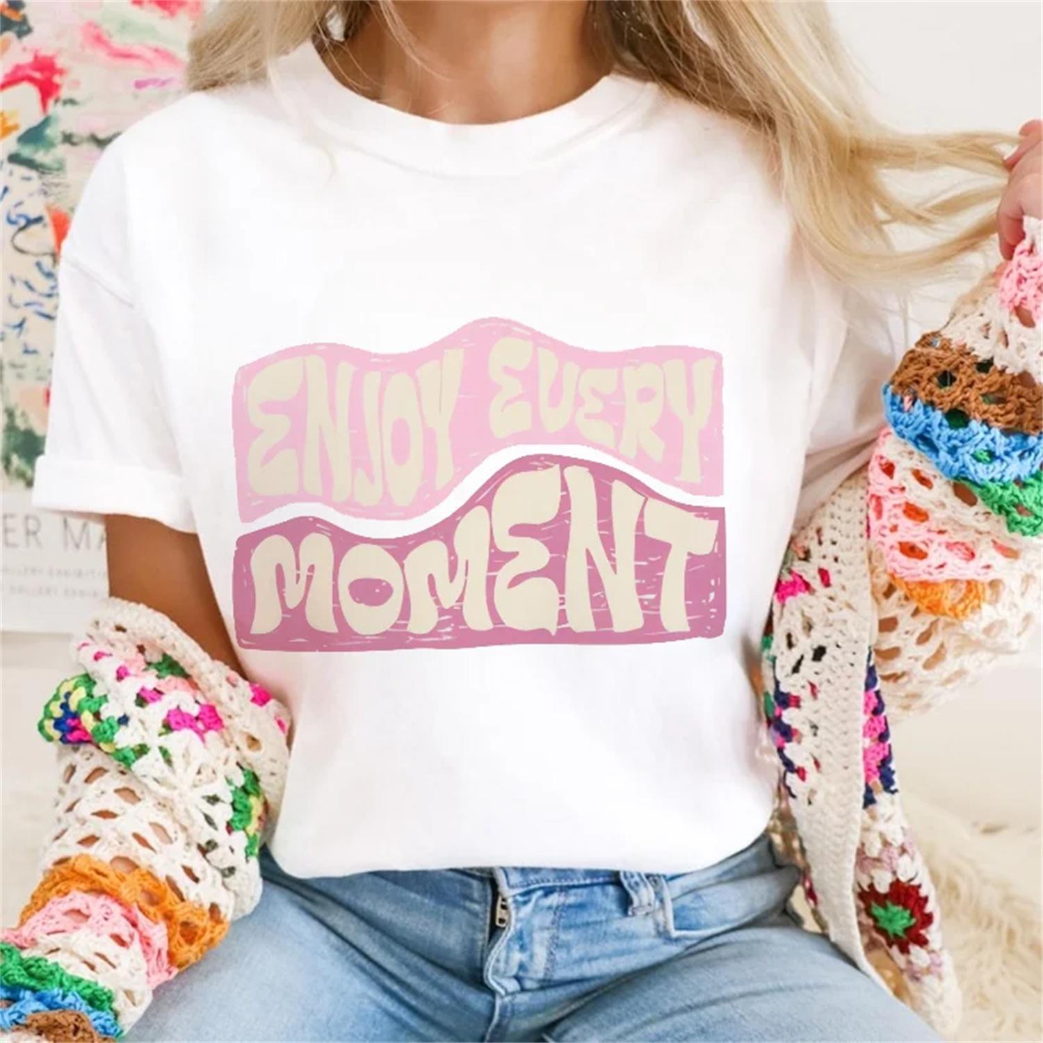 T-Shirt Print Short Sleeved Pattern Summer Letter Print Cute Harajuku Basic Women s Regular Style Fashionable Versatile T-Shirt S