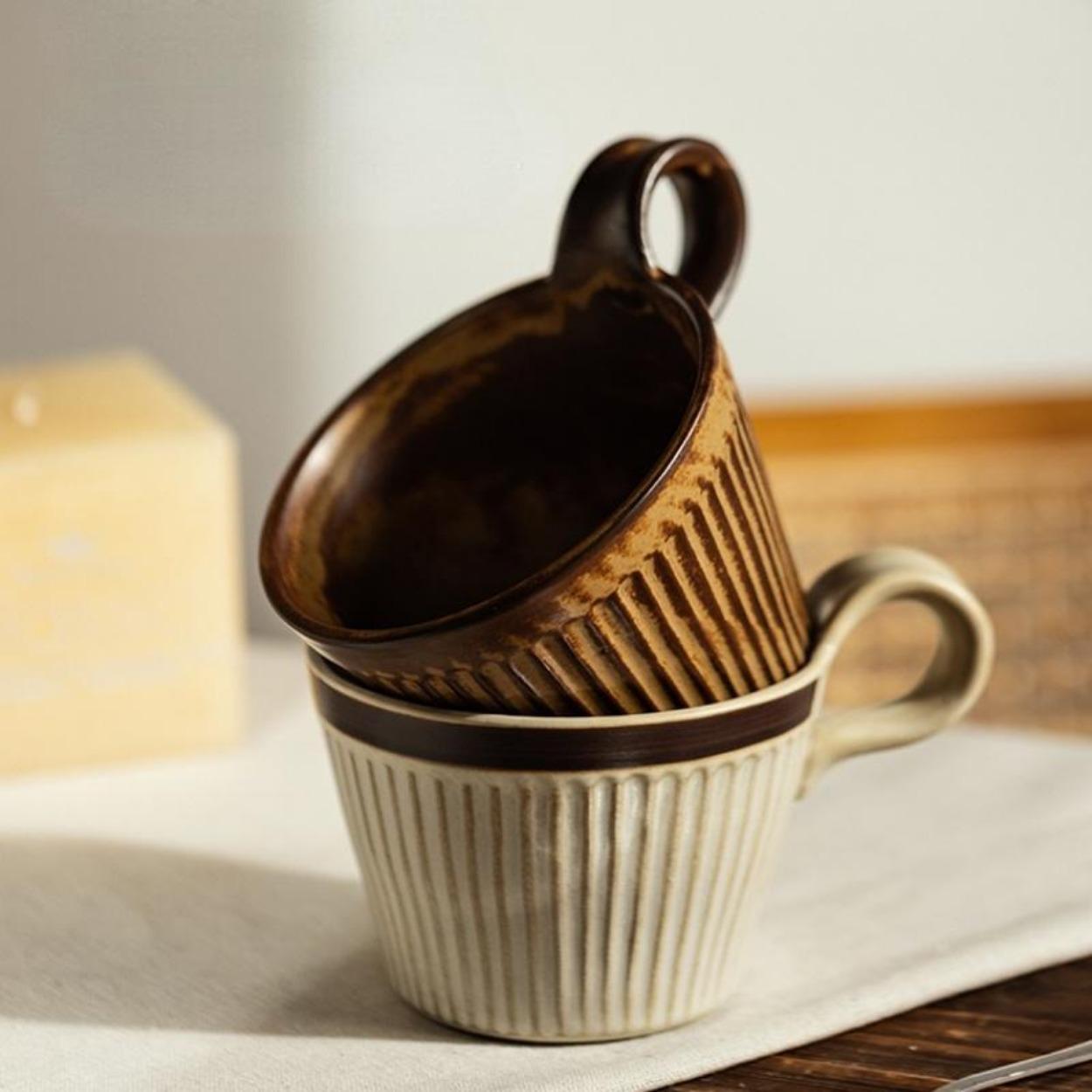 

Винтажная кофейная чашка, керамическая кружка, большая емкость, чашка для завтрака, овсяная чашка