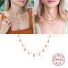 Sterling Necklaces Color Diamond Rainbow Pendant Pendant Necklace Female Choker Necklaces For Women Fine Jewelry Collar PlataTrendy Necklaces