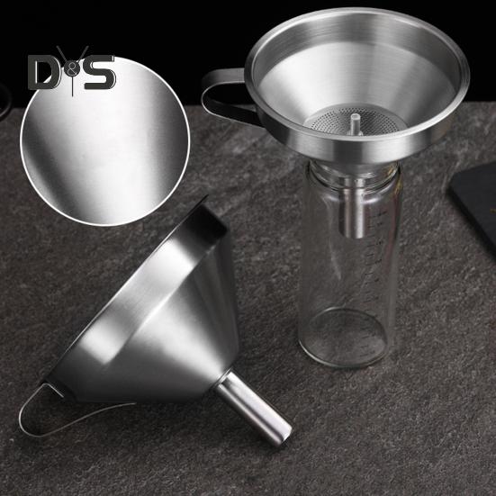 Stainless Steel Filter Funnel 11/13/15cm Food-Grade Metal Filling Funnels for Liquids Dry Ingredients Spices Powders High Heat Resistant Kitchen