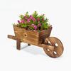 Creative Rectangular Handmade Wooden Wheelbarrow Planter Rustic Style Home Desktop Decor Flower Pot for Indoor Outdoor Plants