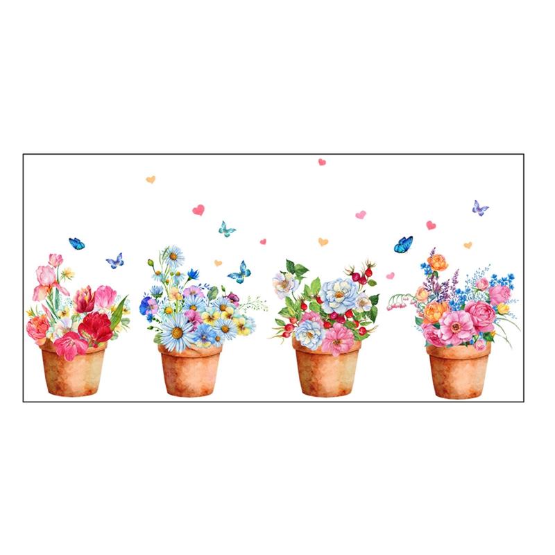 

Креативные наклейки на стену с цветочным горшком для гостиной, спальни, плинтус, съемные наклейки на стены, художественный домашний декор, наклейка с растением