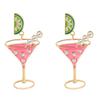 Stylish Wine Glass Earrings Featuring Lemon Charm And Crystals For Women Girls