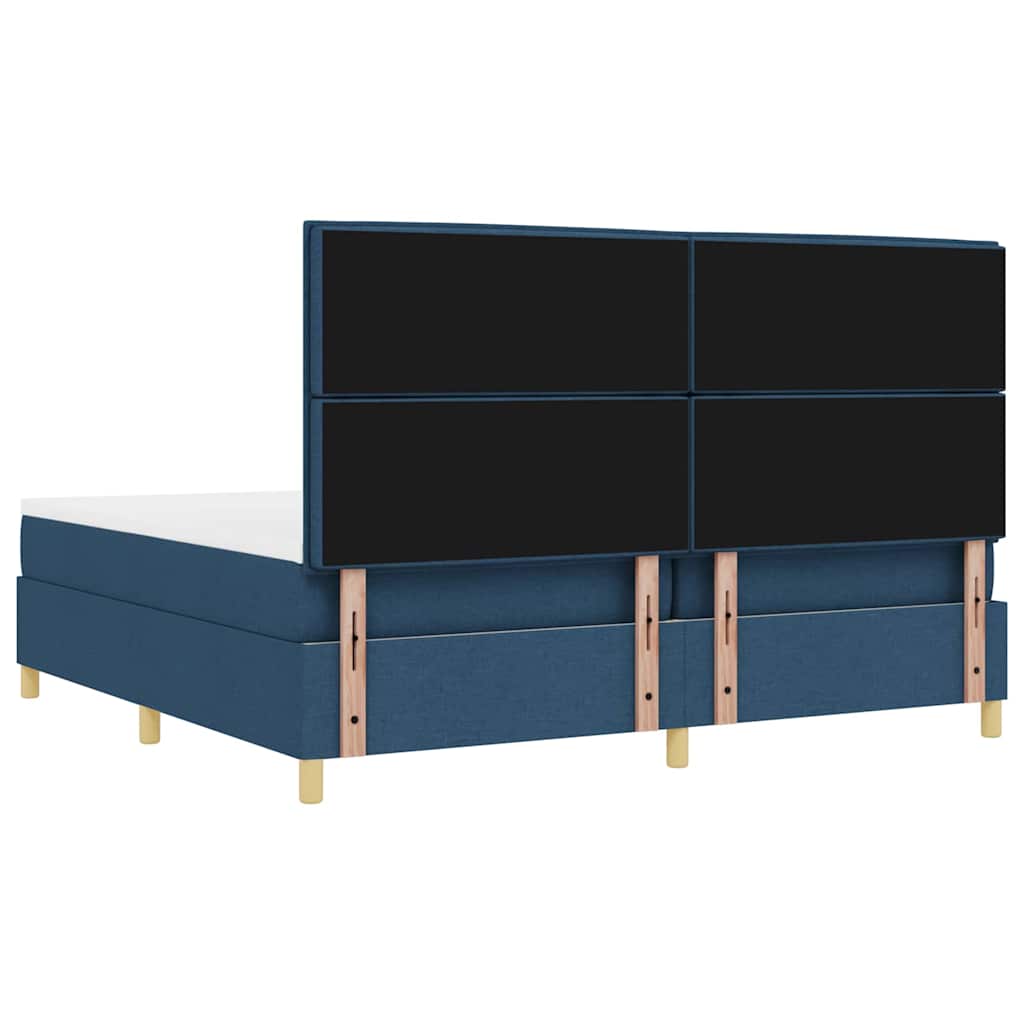 Boxspring Bed with Headboard Blue 200 x 200 cm Fabric
