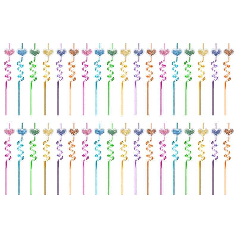 

M-Modern-36 Piece Valentine s Day Straw Heart Shaped Pink Straw Plastic Cute Drinking Coffee Milk Straw Bride Gift Wedding Suppl