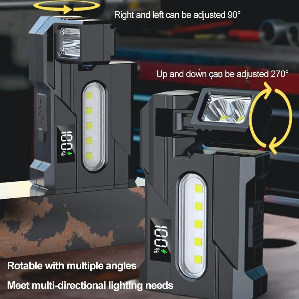 Multifunctional LED Work Light Rechargeable Flashlight Outdoor Torch Portable Pocket Light Magnetic Repair Lamp Ajustable Angle