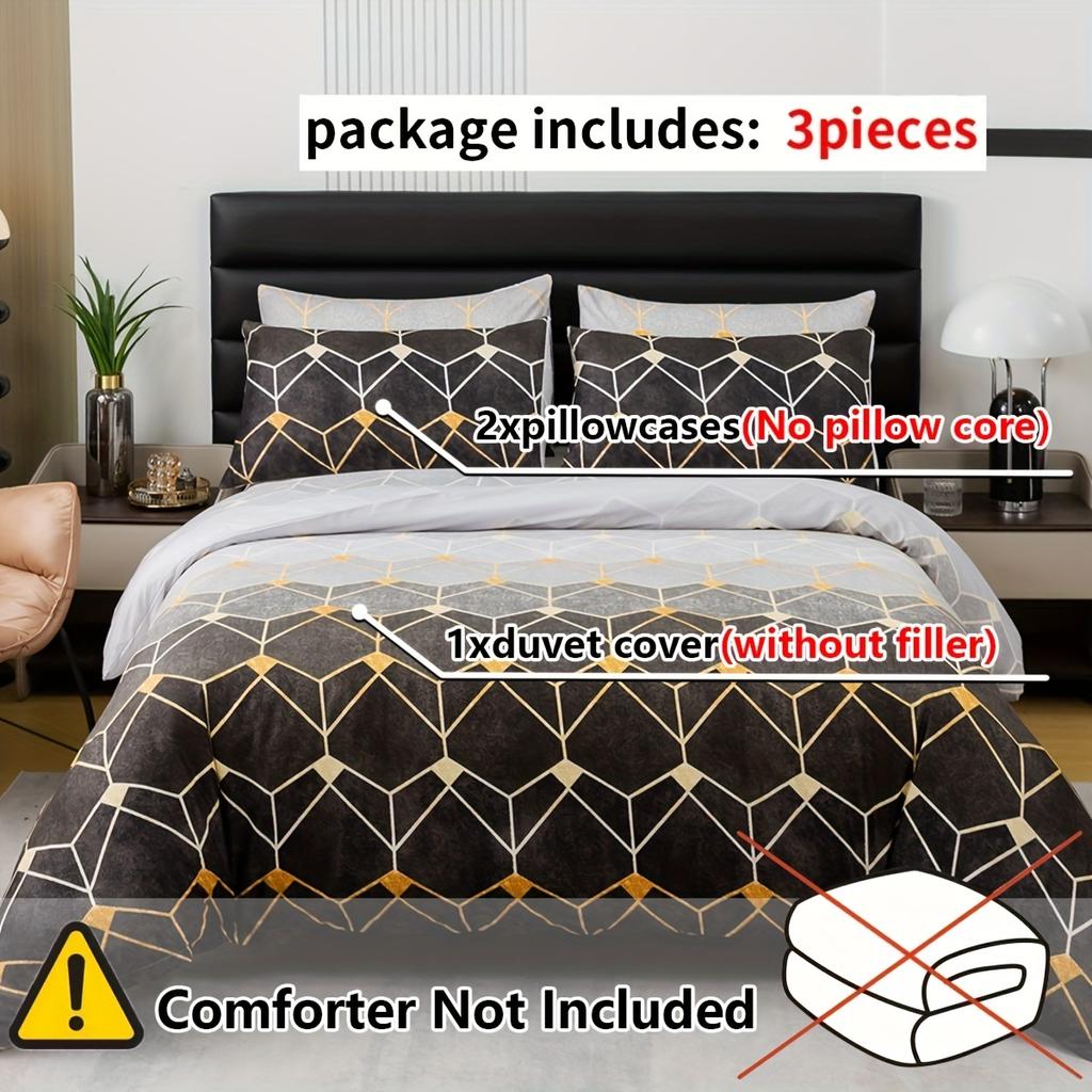 Duvet Cover Set Multicolor Gradient Geometric Pattern Bedding Set Soft Comfortable Duvet Cover For Bedroom Guest Room