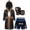 Boys Girls Halloween Carnival Theme Party Boxer Cosplay Costume Boxing Robe Long Sleeve Satin Hooded Cloak with Belt Shorts
