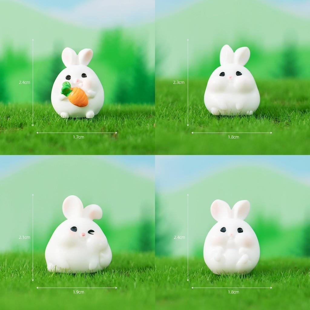 Adorable Resin Miniature Fat Bunny Figurines Diy Desktop Decor Cute Cartoon Style