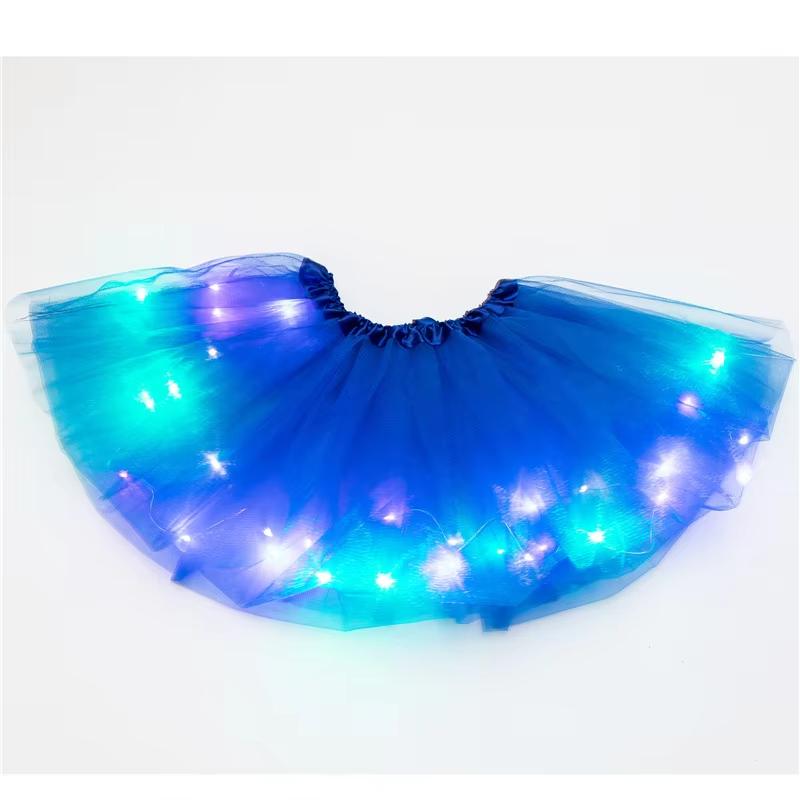 Dámska svietiaca tutu sukňa LED párty tylové tutu trblietavé baletné šaty žiarivé kostýmové sukne pre dospelých svadba narodeniny rave párty 40cm for adults blue