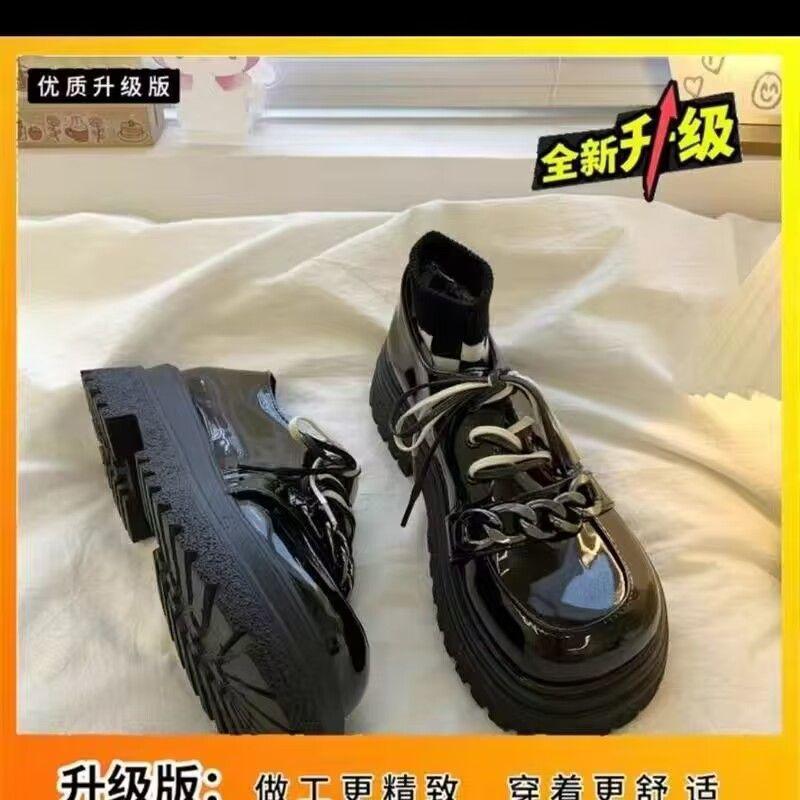 

Детские мокасины на платформе Muffin 2025 года, новые однобортные туфли, универсальные черные туфли Мэри Джейн в британском стиле, маленькие кожаные туфли 35