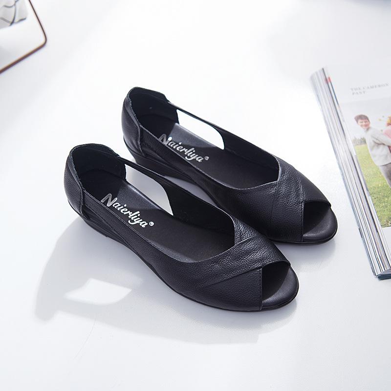 Summer Comfort Wedge Shoes Fashion Women s Sandals Plus Size Mom Peep Toe Flats Shoes Womens Genuine Slide Loafers 34EUCN35 2890₽