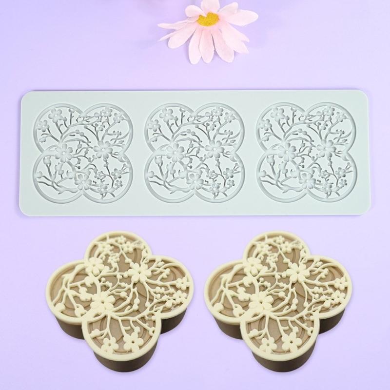 2pcs Fondant Impressions Mats Pastry Moulds Flower/Leaf Pattern Lace Mat Chocolate Silicone Molds for Cake Decorating
