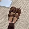 Autumn retro leopard print Birkenstocks shallow mouth single shoes one-button mango head Mary Jane Doudou shoes ballet shoes