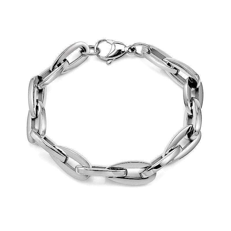 

Minimalist Stainless Steel Gold Chunky Thick Link Chain Heavy Cable Necklace and Bracelet Hiphop Style Jewelry Set