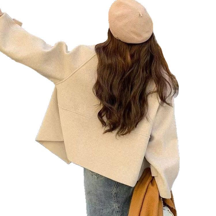 2026 Petite Korean Double-Breasted Wool Coat for Autumn/Winter