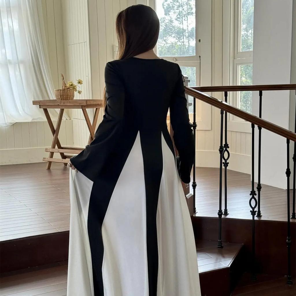 S plným rukávem Ležérní Dlouhé šaty Dámské Maxi šaty Elegantní Večerní šaty Muslimské společenské šaty Dubaj Turecko Kaftans Hidžábové šaty