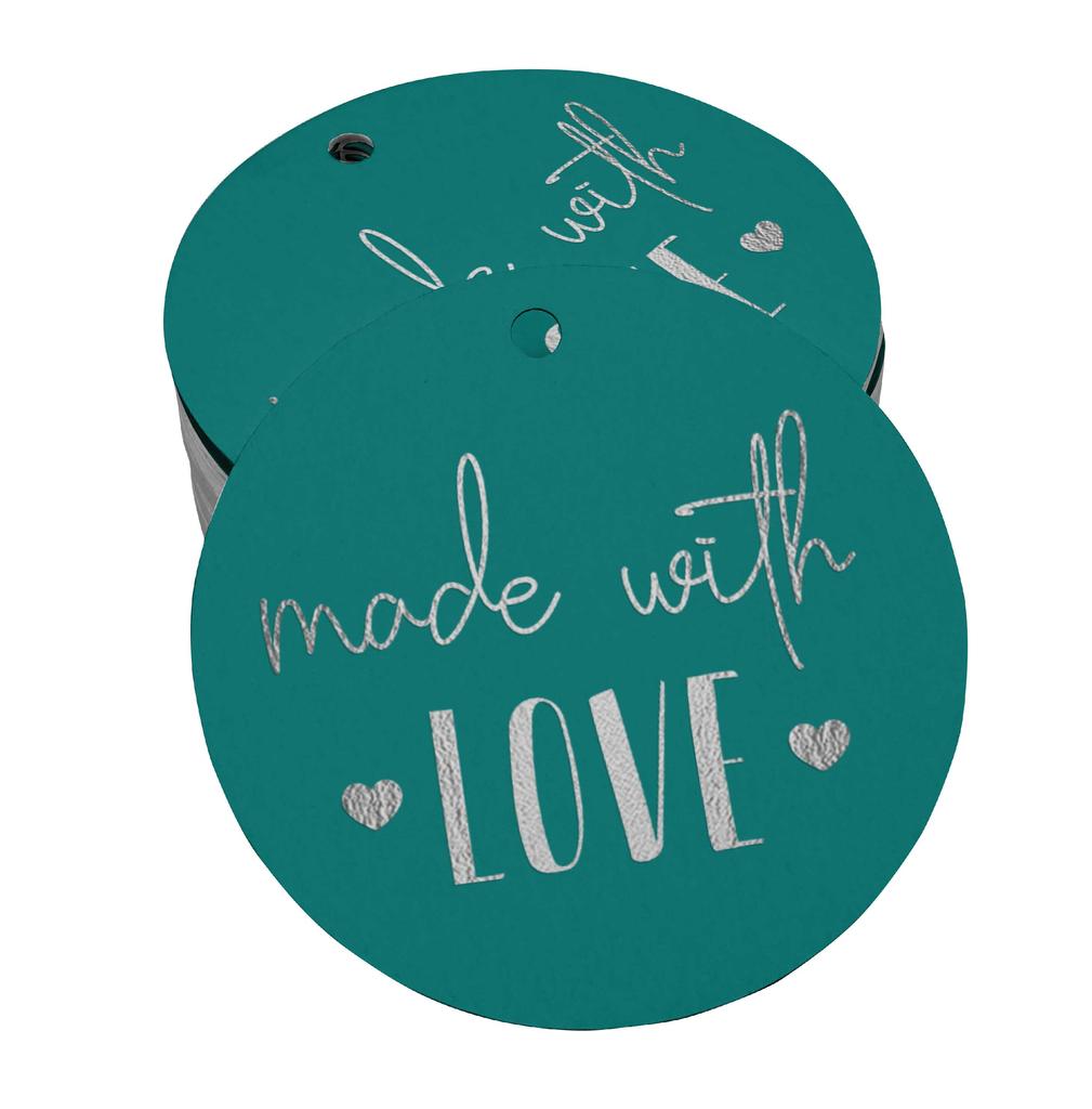 Inkdotpot Pack Of 100 Real Gold Foil Paper Tags Made With Love Text Favor Hang
