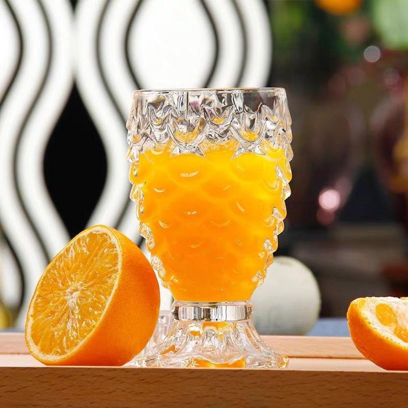 Crystal Glass Pineapple Embossed Tumbler, Vintage Beer Whiskey Water Cup, Decorative Drinking Glass for Home & Wedding